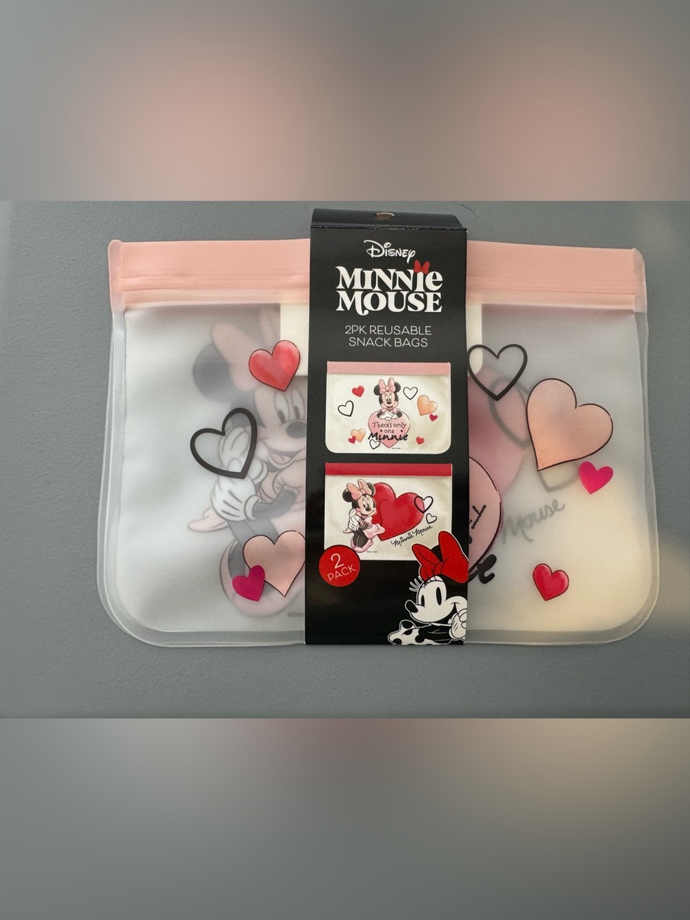 Disney Minnie Mouse reusable Snack Bags 2-pack travel food storage on the go
